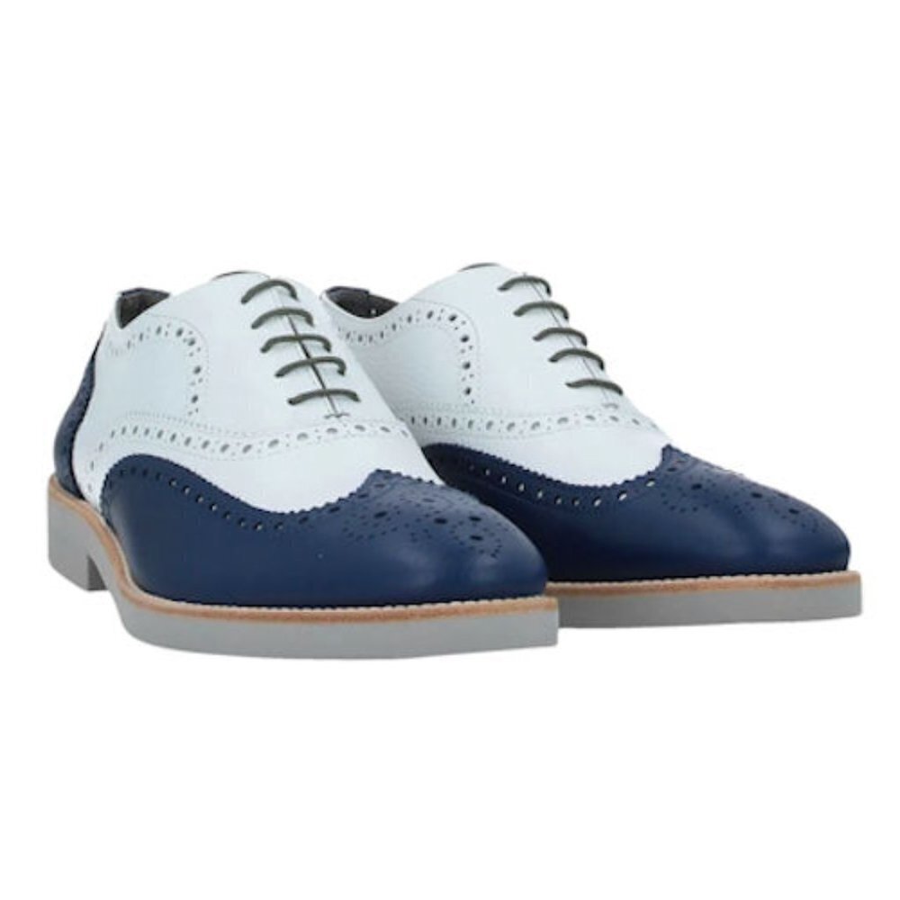 POLLINI Mens Blue Brogue Lightweight Leather Laced Shoes 45 / 12 NIB